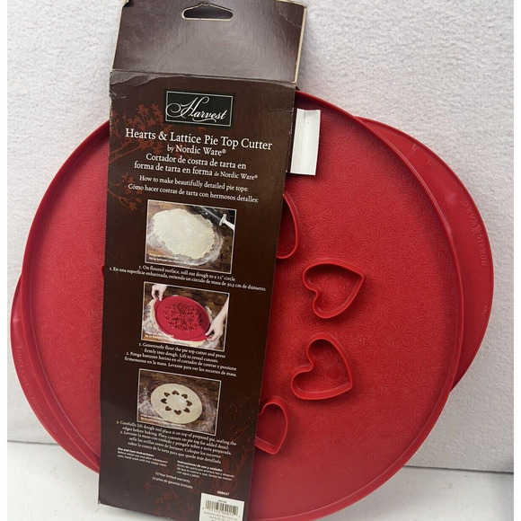 Nordic Ware Reversible Lattice & Hearts Pie Top‎ Cutter 12” - Picture 2 of 6